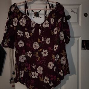 Floral Burgundy Women's Top